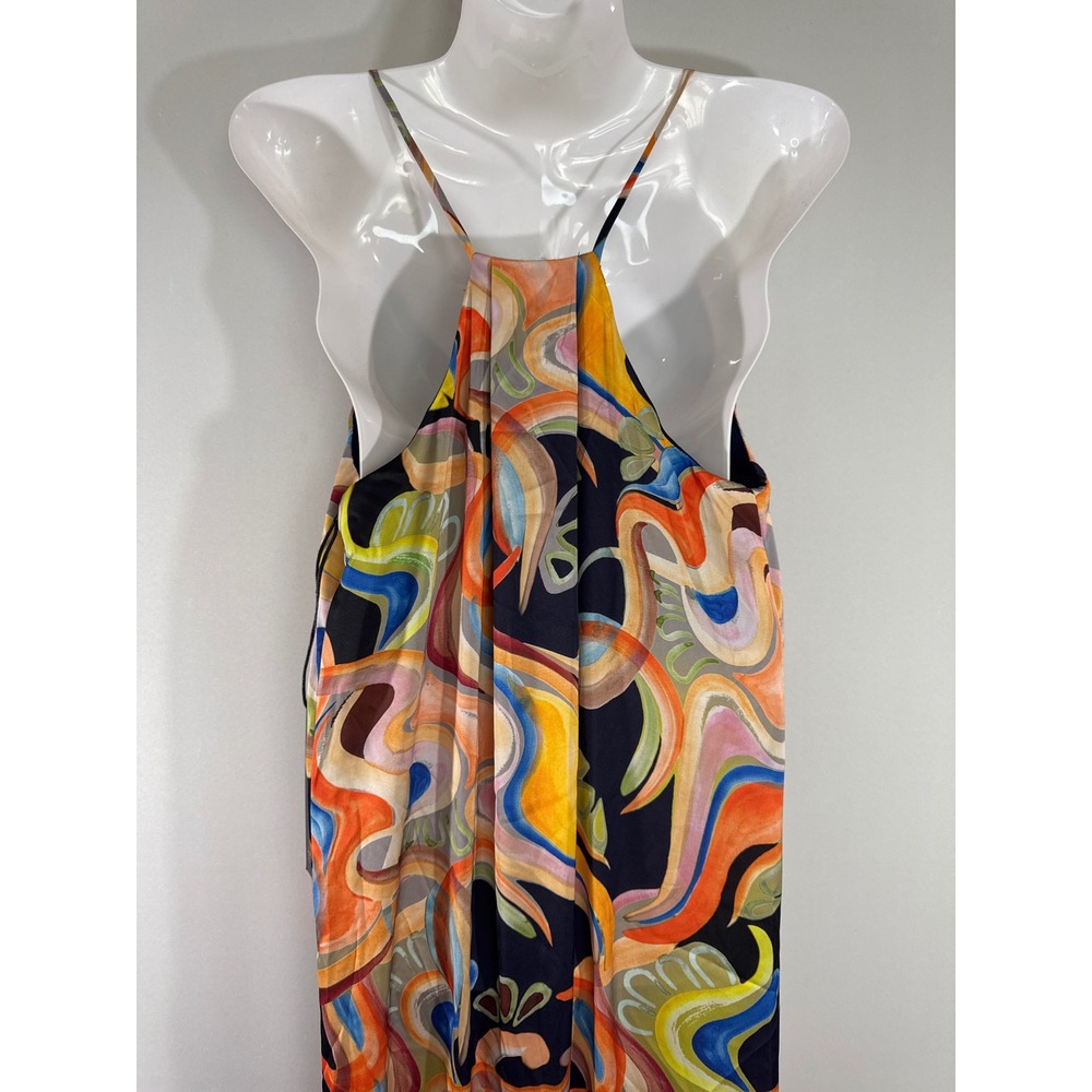 Nicole Miller New York Abstract Swirl Print V-Neck Maxi Dress Multicolor M NWT - Picture 9 of 13